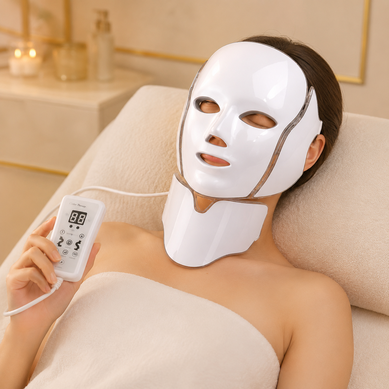GlowSkin 7-Color LED Face & Neck Beauty Mask – Spa-Like Skincare at Home Light Therapy Beauty Mask