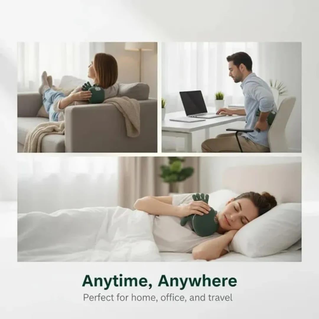 Neck & Back Massager with Heat, Portable Electric Deep Tissue Kneading, Human Hand Simulation for Pain Relief & Muscle Relaxation
