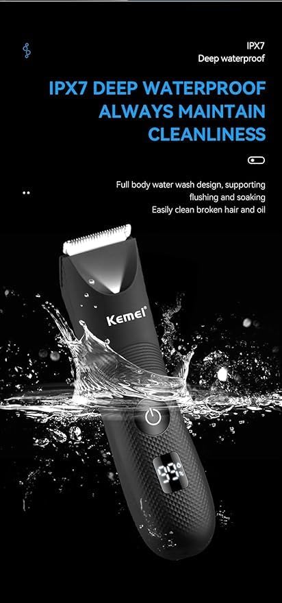 Kemei KM-1840 IPX7 Waterproof Body & Bikini Trimmer | LED Display | ماكينة إزالة الشعر