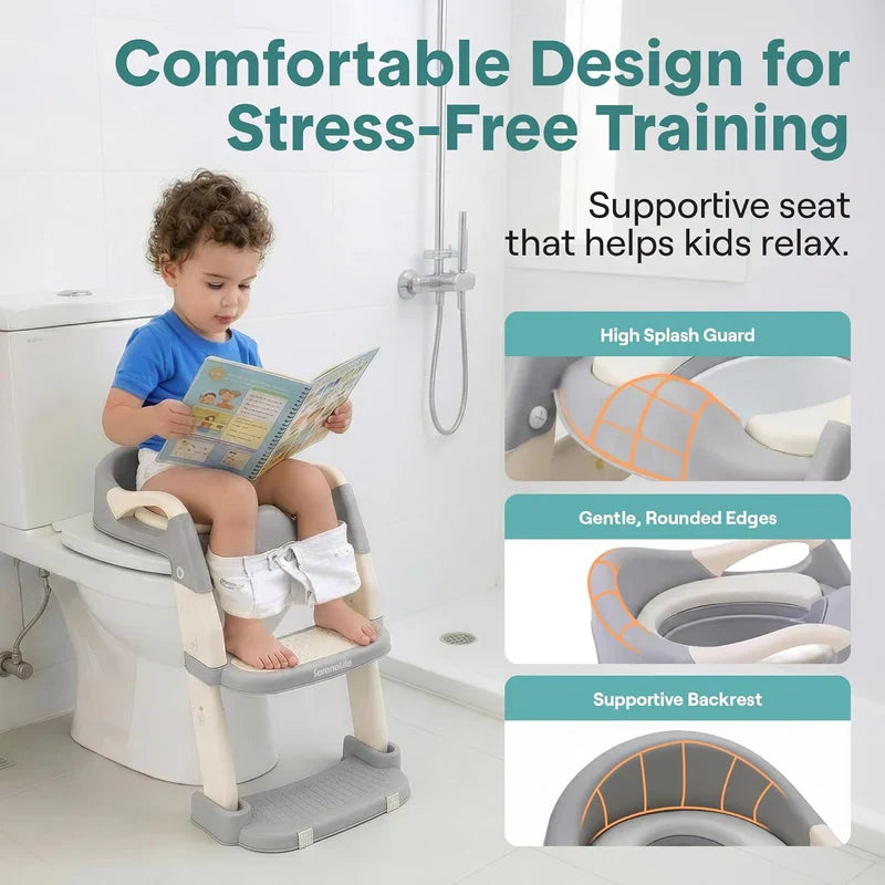 2-in-1 Toddler Potty Training Seat for babies with Step Stool Ladder